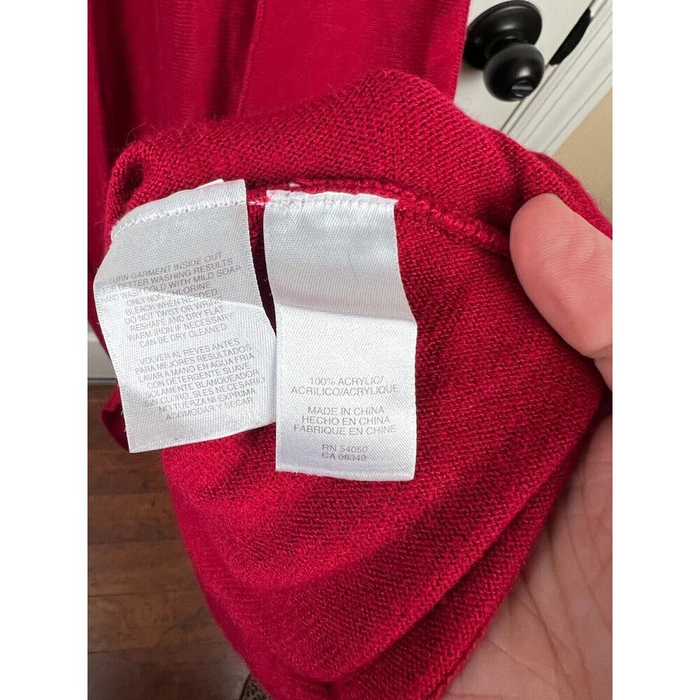 Classic Red Jones New York Sweater Dress Medium Shawl Collar‎ Knit - Picture 3 of 9